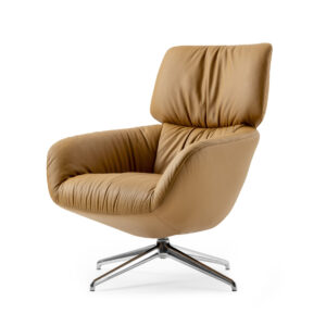Leolux Lodey Lounge Chair in Cognac leather